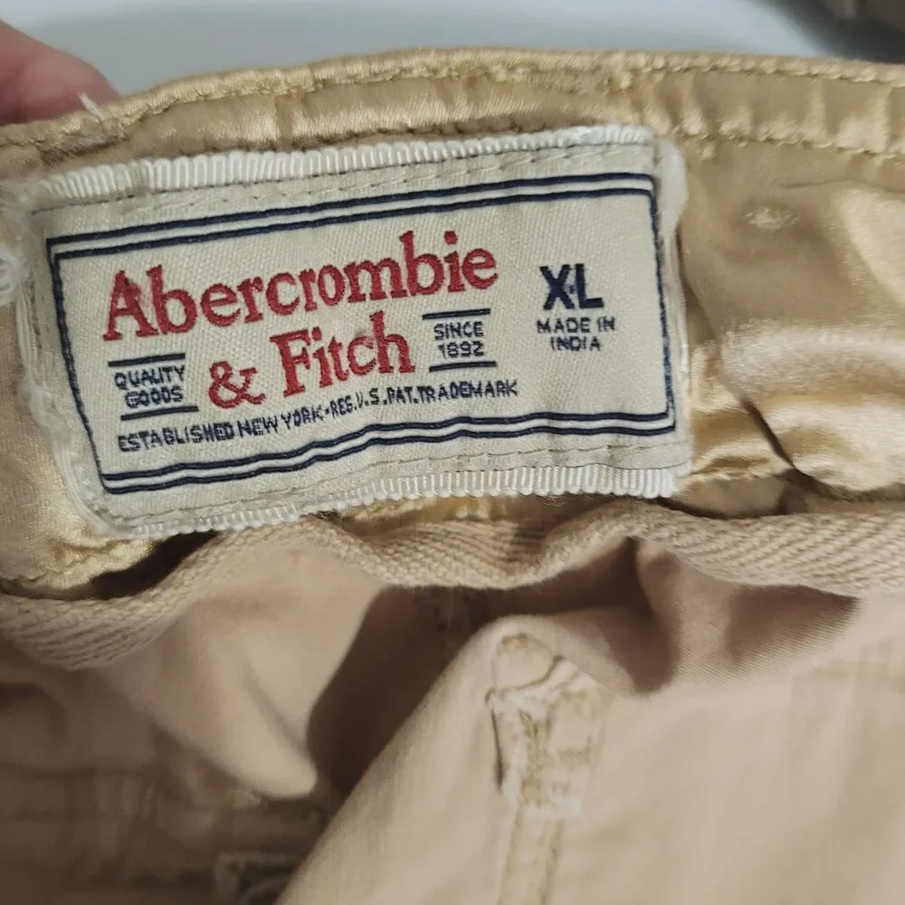 Abercrombie & Fitch XL cargo pants belt corduroy beige y2k 90s baggy satin